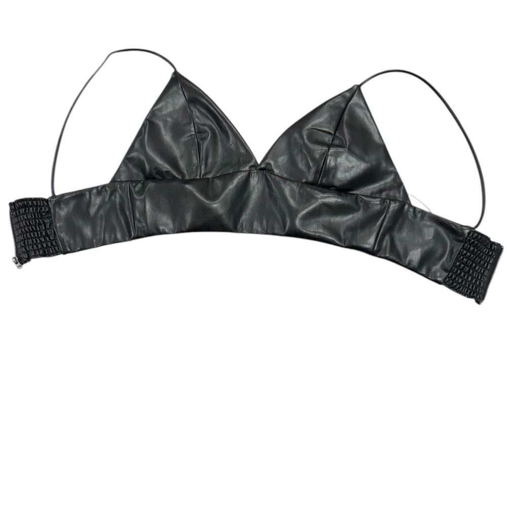 HOUSE OF HARLOW 1960 Vegan Faux Leather Bralette Black Crop Top NWT 8 - Picture 9 of 9